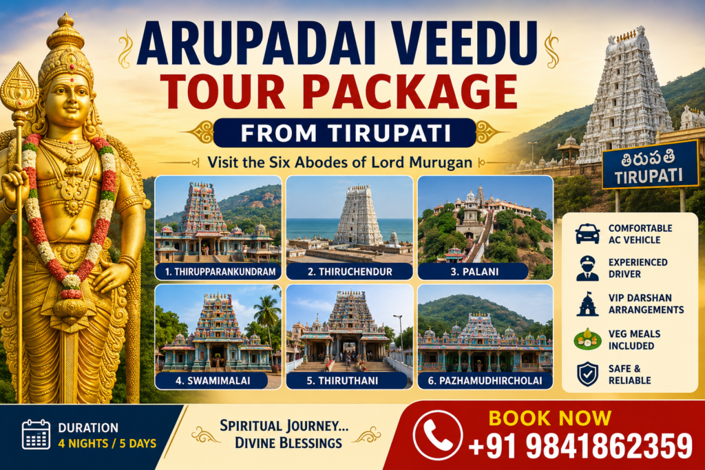 Arupadai Veedu Tour Package from Tirupati