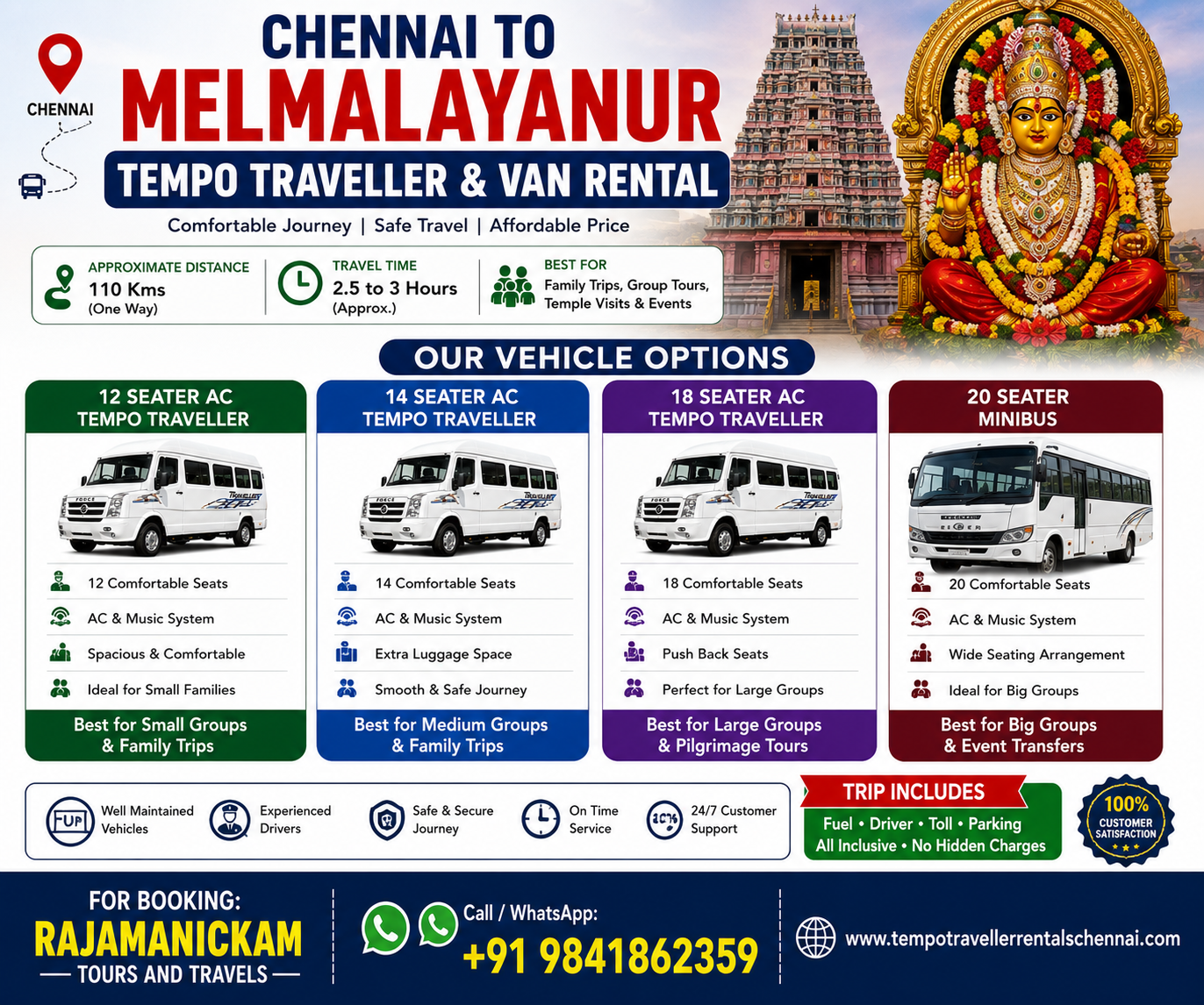 Chennai to Melmalayanur Van Rental Chennai to Melmalayanur Van Rental