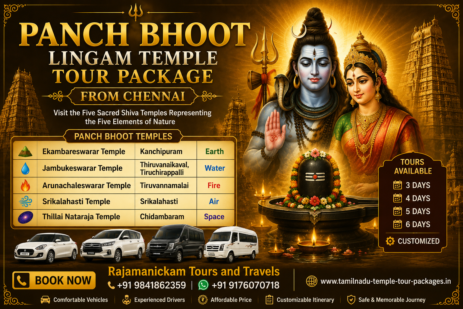 Pancha Bhoot Lingam Tour Package
